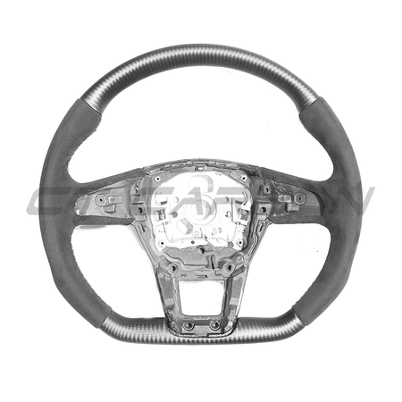 AUDI RS6 C8 CARBON FIBRE / ALCANTARA STEERING WHEEL-Accessories-CT CARBON-CT Carbon - High-quality carbon fiber and gloss black aerodynamic parts for premium sports and luxury vehicles.