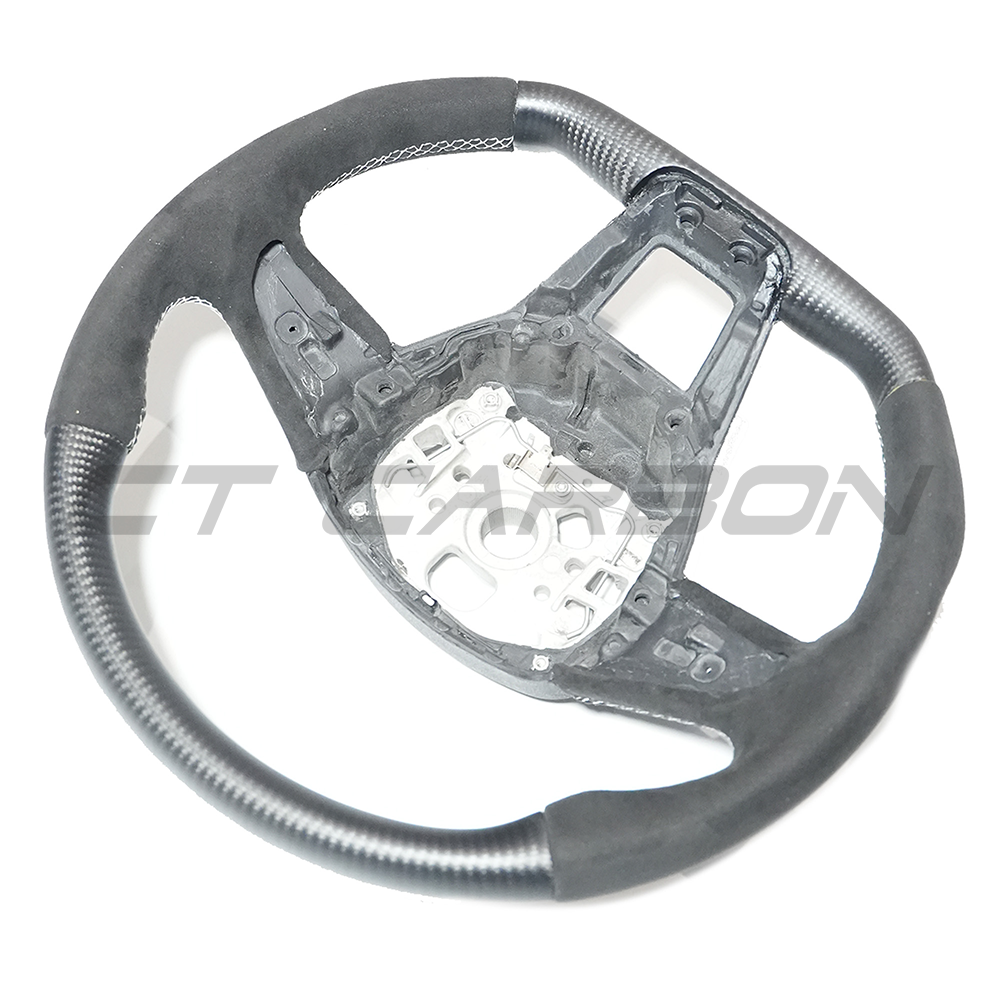 AUDI RS6/RS7 C8 MATTE CARBON FIBRE & ALCANTARA FLAT BOTTOM CUSTOM STEERING WHEEL-Custom Steering Wheels-CT CARBON-CT Carbon - High-quality carbon fiber and gloss black aerodynamic parts for premium sports and luxury vehicles.