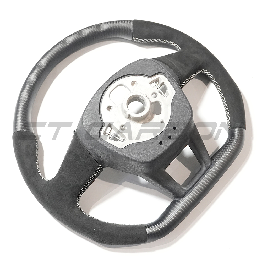 AUDI RS6/RS7 C8 MATTE CARBON FIBRE & ALCANTARA FLAT BOTTOM CUSTOM STEERING WHEEL-Custom Steering Wheels-CT CARBON-CT Carbon - High-quality carbon fiber and gloss black aerodynamic parts for premium sports and luxury vehicles.