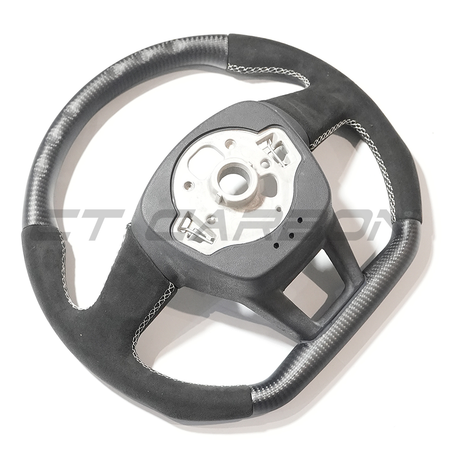 AUDI RS6/RS7 C8 MATTE CARBON FIBRE & ALCANTARA FLAT BOTTOM CUSTOM STEERING WHEEL-Custom Steering Wheels-CT CARBON-CT Carbon - High-quality carbon fiber and gloss black aerodynamic parts for premium sports and luxury vehicles.
