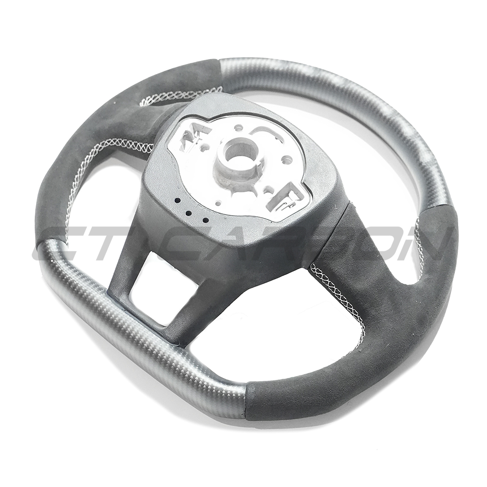 AUDI RS6/RS7 C8 MATTE CARBON FIBRE & ALCANTARA FLAT BOTTOM CUSTOM STEERING WHEEL-Custom Steering Wheels-CT CARBON-CT Carbon - High-quality carbon fiber and gloss black aerodynamic parts for premium sports and luxury vehicles.