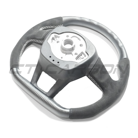 AUDI RS6/RS7 C8 MATTE CARBON FIBRE & ALCANTARA FLAT BOTTOM CUSTOM STEERING WHEEL-Custom Steering Wheels-CT CARBON-CT Carbon - High-quality carbon fiber and gloss black aerodynamic parts for premium sports and luxury vehicles.