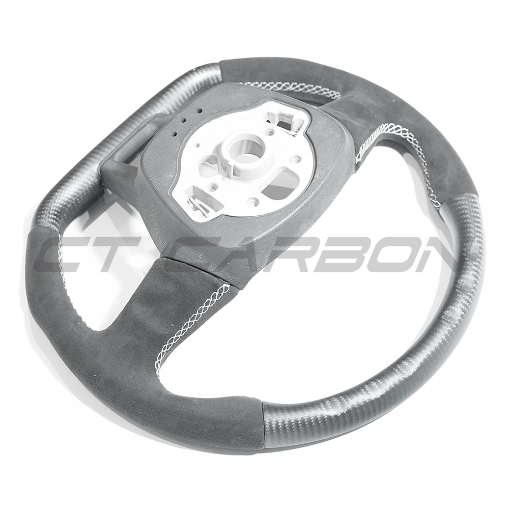 AUDI RS6/RS7 C8 MATTE CARBON FIBRE & ALCANTARA FLAT BOTTOM CUSTOM STEERING WHEEL-Custom Steering Wheels-CT CARBON-CT Carbon - High-quality carbon fiber and gloss black aerodynamic parts for premium sports and luxury vehicles.