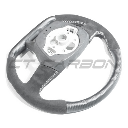 AUDI RS6/RS7 C8 MATTE CARBON FIBRE & ALCANTARA FLAT BOTTOM CUSTOM STEERING WHEEL-Custom Steering Wheels-CT CARBON-CT Carbon - High-quality carbon fiber and gloss black aerodynamic parts for premium sports and luxury vehicles.