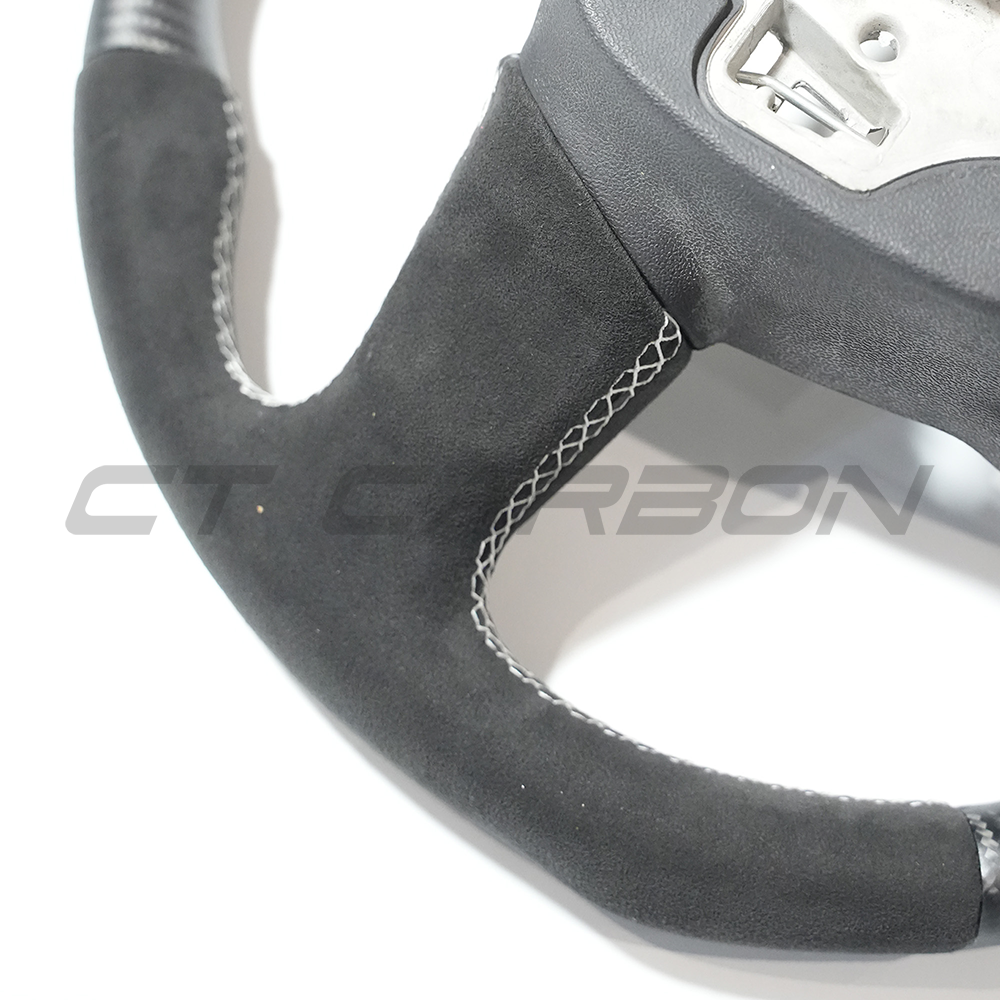AUDI RS6/RS7 C8 MATTE CARBON FIBRE & ALCANTARA FLAT BOTTOM CUSTOM STEERING WHEEL-Custom Steering Wheels-CT CARBON-CT Carbon - High-quality carbon fiber and gloss black aerodynamic parts for premium sports and luxury vehicles.