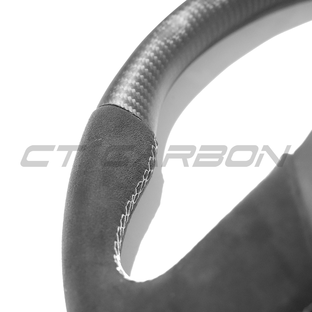 AUDI RS6/RS7 C8 MATTE CARBON FIBRE & ALCANTARA FLAT BOTTOM CUSTOM STEERING WHEEL-Custom Steering Wheels-CT CARBON-CT Carbon - High-quality carbon fiber and gloss black aerodynamic parts for premium sports and luxury vehicles.