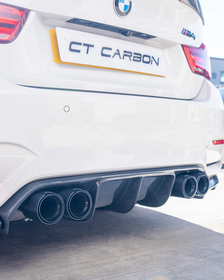 BMW M2/M3/M4/M5 F10/F80/F82/F83/F87 CARBON FIBRE EXHAUST TIPS - BLACK x4-Exhaust Tips-CT CARBON-CT Carbon - High-quality carbon fiber and gloss black aerodynamic parts for premium sports and luxury vehicles.