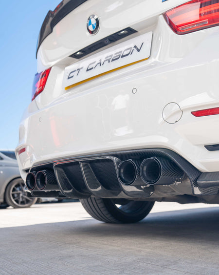 BMW M2/M3/M4/M5 F10/F80/F82/F83/F87 CARBON FIBRE EXHAUST TIPS - BLACK x4-Exhaust Tips-CT CARBON-CT Carbon - High-quality carbon fiber and gloss black aerodynamic parts for premium sports and luxury vehicles.