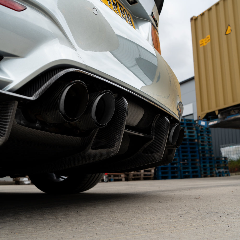 BMW M3/M4 (F80 F82 F83) CARBON FIBRE DIFFUSER - PS STYLE-Diffuser-CT CARBON-CT Carbon - High-quality carbon fiber and gloss black aerodynamic parts for premium sports and luxury vehicles.