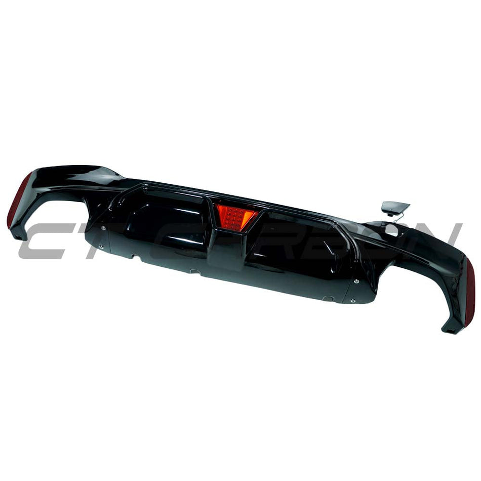 BMW G30/G38 5 SERIES 2017-2022 GLOSS BLACK DUAL EXHAUST DIFFUSER WITH LED