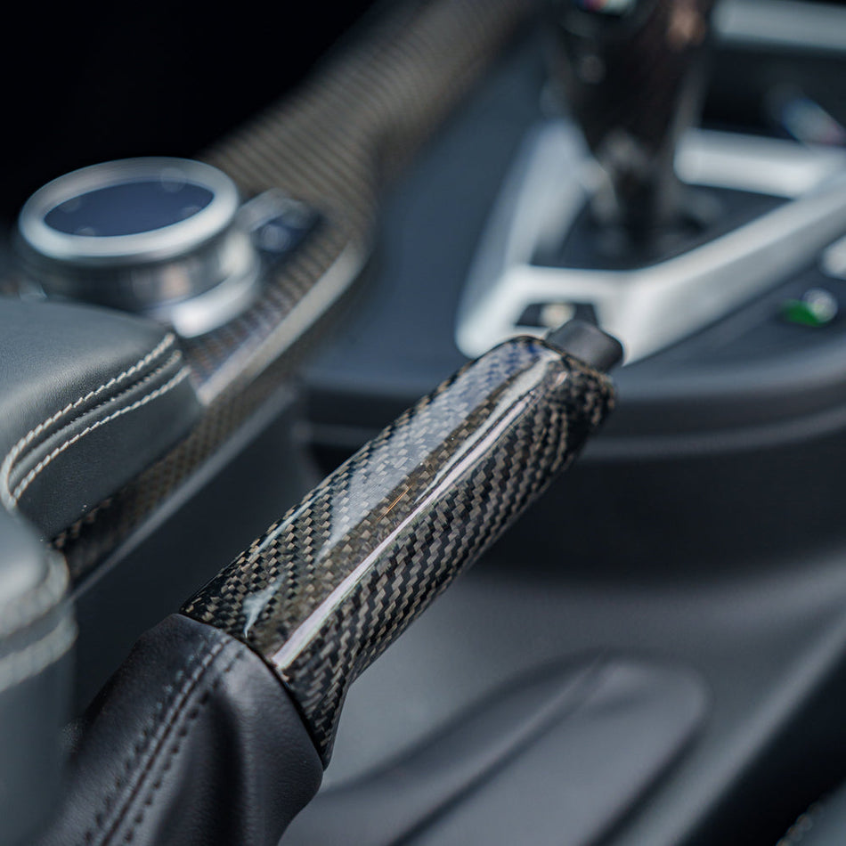 BMW Fxx CARBON FIBRE HAND BRAKE LEVER-Accessories-CT CARBON-CT Carbon - High-quality carbon fiber and gloss black aerodynamic parts for premium sports and luxury vehicles.