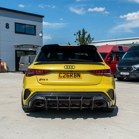 AUDI A3/S3/RS3 8Y 2022+ SPORTBACK CARBON FIBRE SPOILER - CT DESIGN V2-Spoiler-CT CARBON-CT Carbon - High-quality carbon fiber and gloss black aerodynamic parts for premium sports and luxury vehicles.