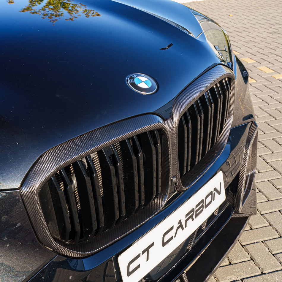 BMW X5 G05 LCI DOUBLE SLAT CARBON FIBRE FRONT GRILLE-Grille-CT CARBON-CT Carbon - High-quality carbon fiber and gloss black aerodynamic parts for premium sports and luxury vehicles.