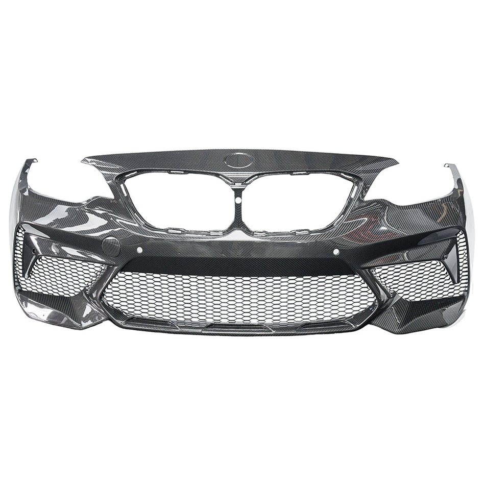 BMW F87 M2C CARBON PRE-PREG FIBRE FRONT BUMPER-Bumper-CT CARBON-CT Carbon - High-quality carbon fiber and gloss black aerodynamic parts for premium sports and luxury vehicles.