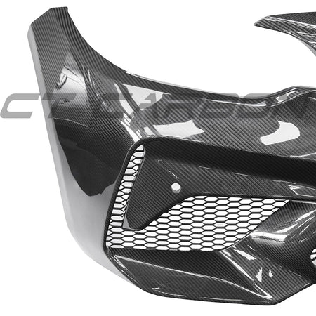 BMW F87 M2C CARBON PRE-PREG FIBRE FRONT BUMPER-Bumper-CT CARBON-CT Carbon - High-quality carbon fiber and gloss black aerodynamic parts for premium sports and luxury vehicles.