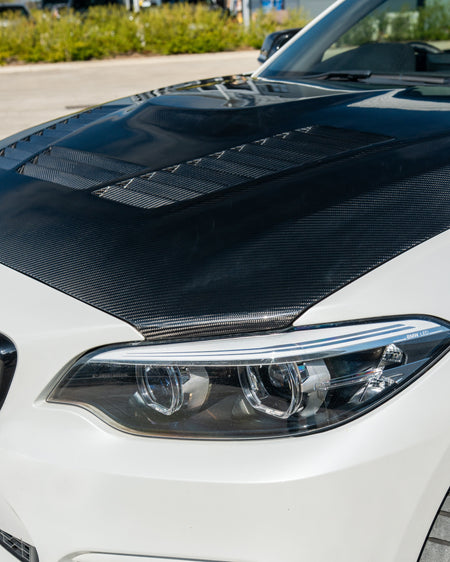 BMW M2/M2C F87 & F20/F22 1&2 SERIES CARBON FIBRE BONNET/HOOD-Bonnet-CT CARBON-CT Carbon - High-quality carbon fiber and gloss black aerodynamic parts for premium sports and luxury vehicles.