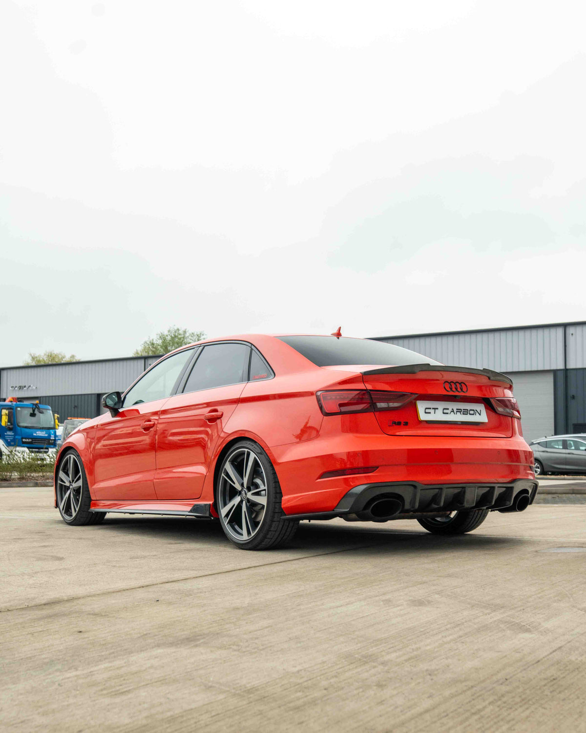 AUDI RS3 8V SALOON REAR CARBON DIFFUSER WITH DTM LIGHT-Diffuser-CT CARBON-CT Carbon - High-quality carbon fiber and gloss black aerodynamic parts for premium sports and luxury vehicles.