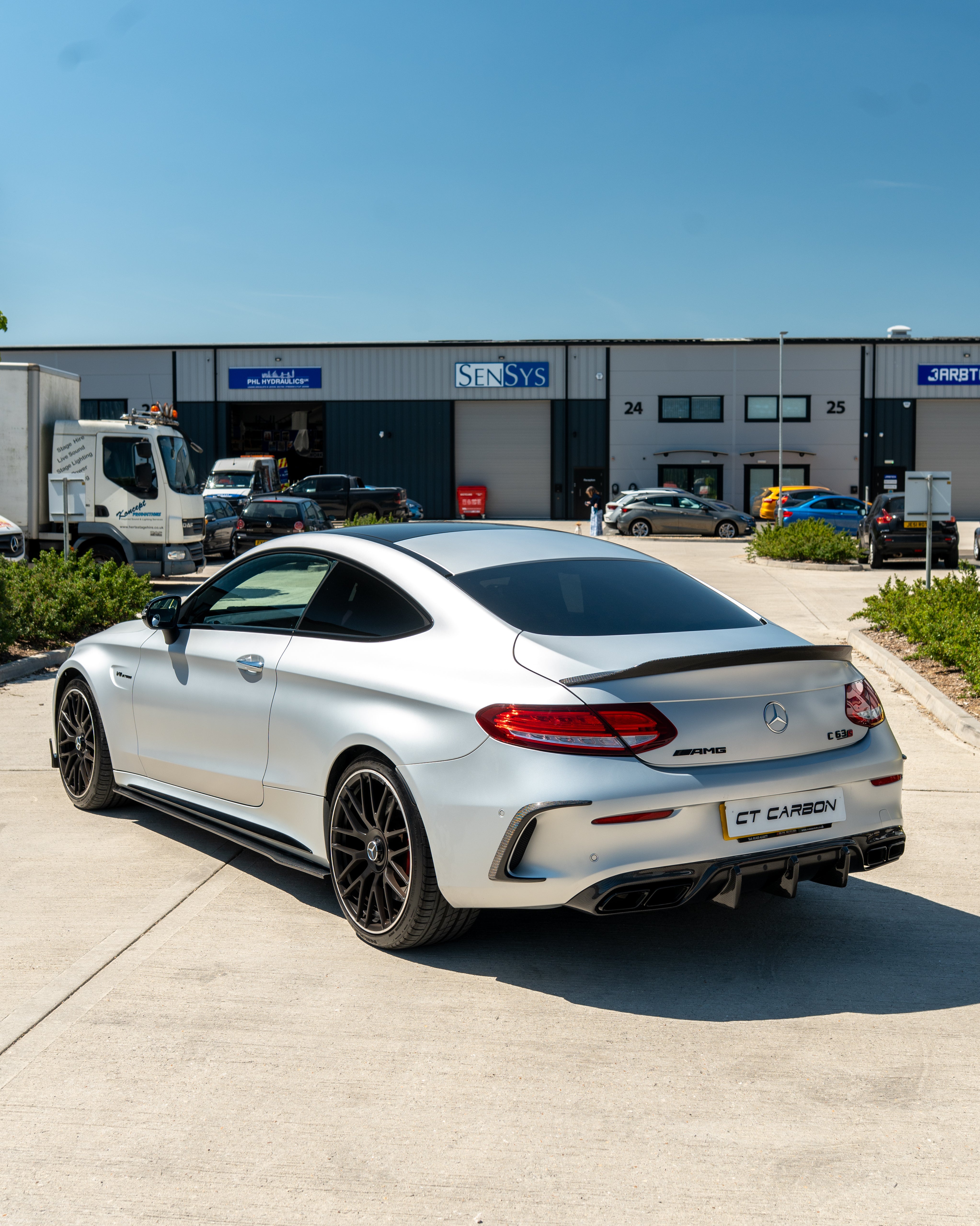 MERCEDES W205 C63 & C63 COUPE 2DR CARBON DIFFUSER - OEM+ CT STYLE-Diffuser-CT CARBON-CT Carbon - High-quality carbon fiber and gloss black aerodynamic parts for premium sports and luxury vehicles.