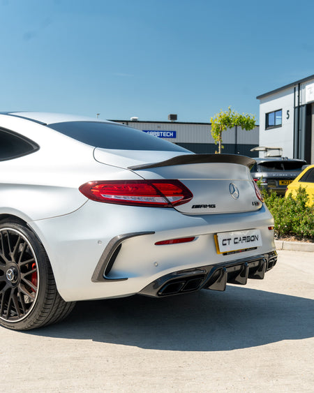 MERCEDES W205 C63 & C63 COUPE 2DR CARBON DIFFUSER - OEM+ CT STYLE-Diffuser-CT CARBON-CT Carbon - High-quality carbon fiber and gloss black aerodynamic parts for premium sports and luxury vehicles.