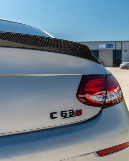 MERCEDES C63/C63S W205 COUPE CARBON SPOILER - DUCKTAIL PS STYLE-Spoiler-CT CARBON-CT Carbon - High-quality carbon fiber and gloss black aerodynamic parts for premium sports and luxury vehicles.