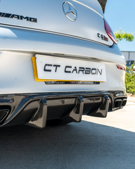 MERCEDES W205 C63 & C63 COUPE 2DR CARBON DIFFUSER - OEM+ CT STYLE-Diffuser-CT CARBON-CT Carbon - High-quality carbon fiber and gloss black aerodynamic parts for premium sports and luxury vehicles.