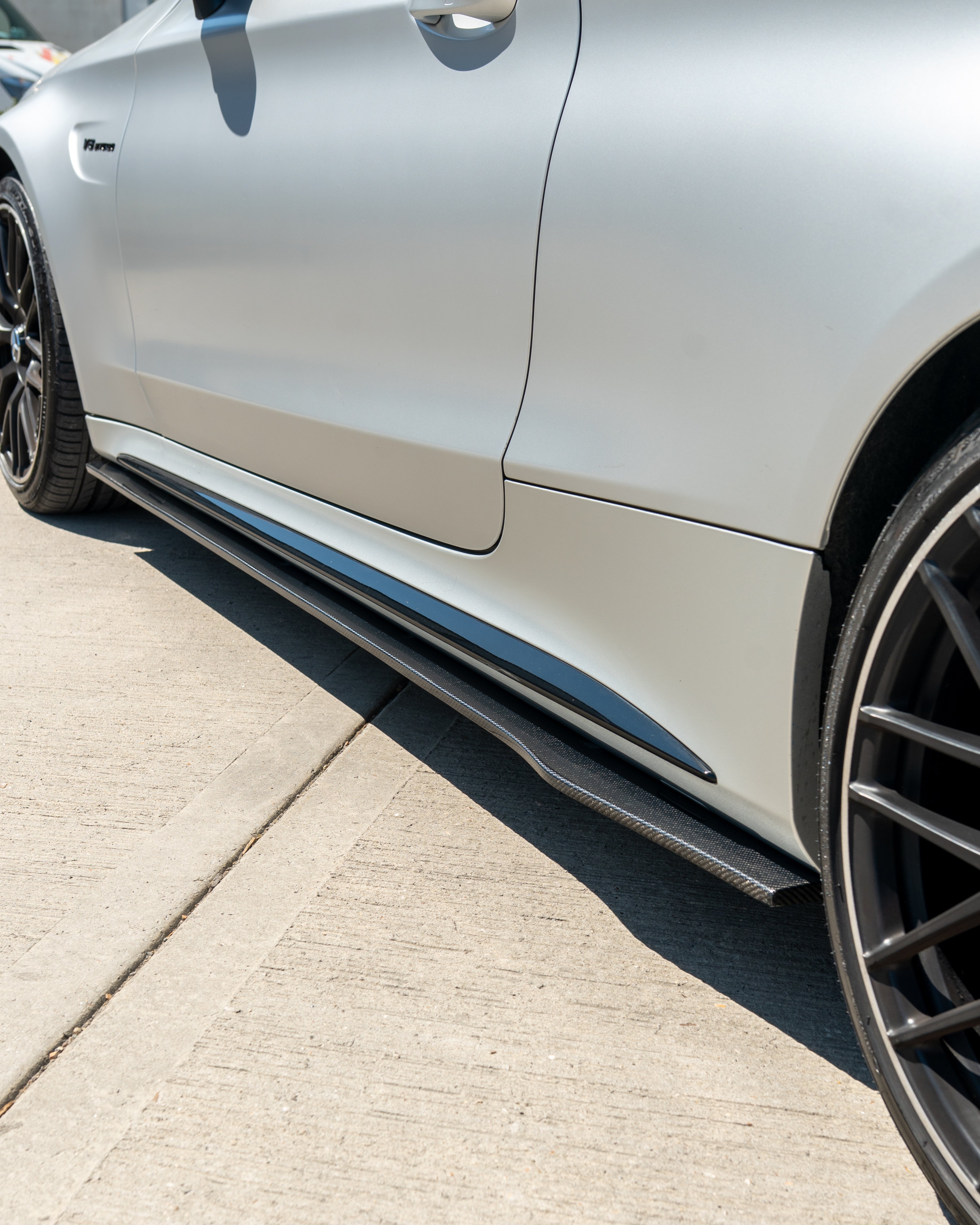 MERCEDES W205 C63 & C63S COUPE 2DR & SALOON 4DR CARBON SIDE SKIRTS - D STYLE-Side Skirts-CT CARBON-CT Carbon - High-quality carbon fiber and gloss black aerodynamic parts for premium sports and luxury vehicles.