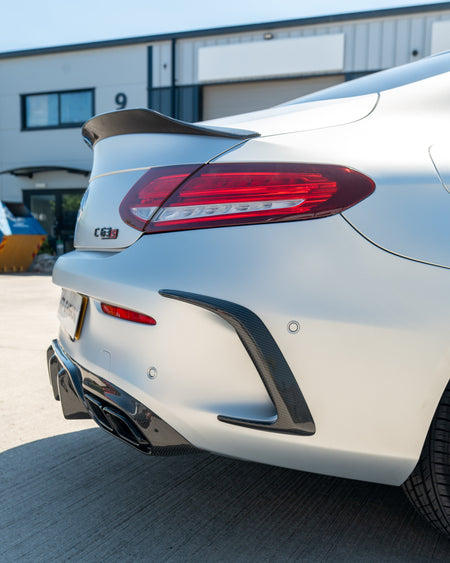 MERCEDES C63/C63S W205 COUPE CARBON SPOILER - DUCKTAIL PS STYLE-Spoiler-CT CARBON-CT Carbon - High-quality carbon fiber and gloss black aerodynamic parts for premium sports and luxury vehicles.