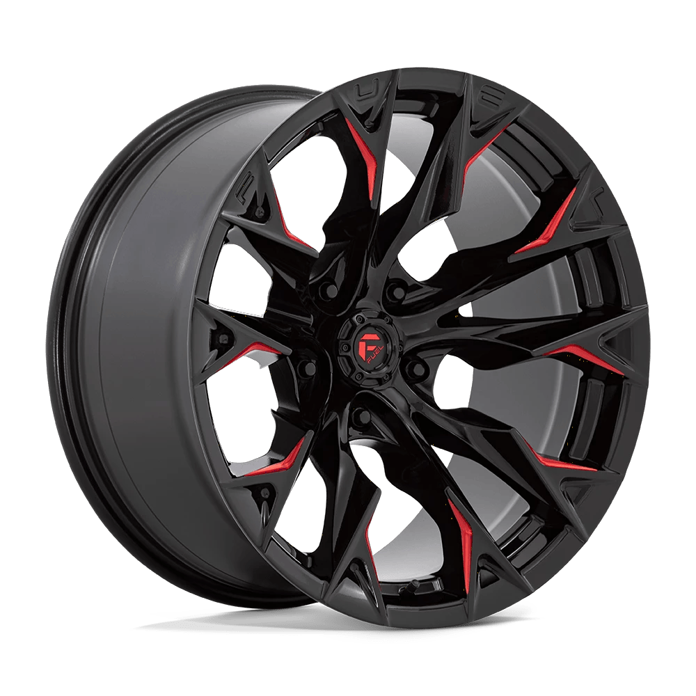 Fuel 1PC D823 FLAME 20x10 ET-18 5x139.7 Gloss Black Milled w/ Candy Red