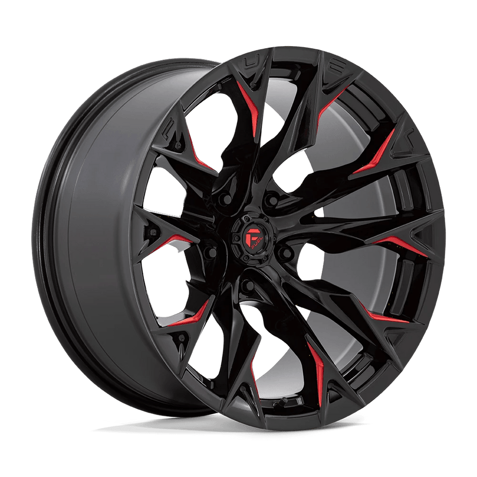 Fuel 1PC D823 FLAME 20x10 ET-18 5x139.7 Gloss Black Milled w/ Candy Red