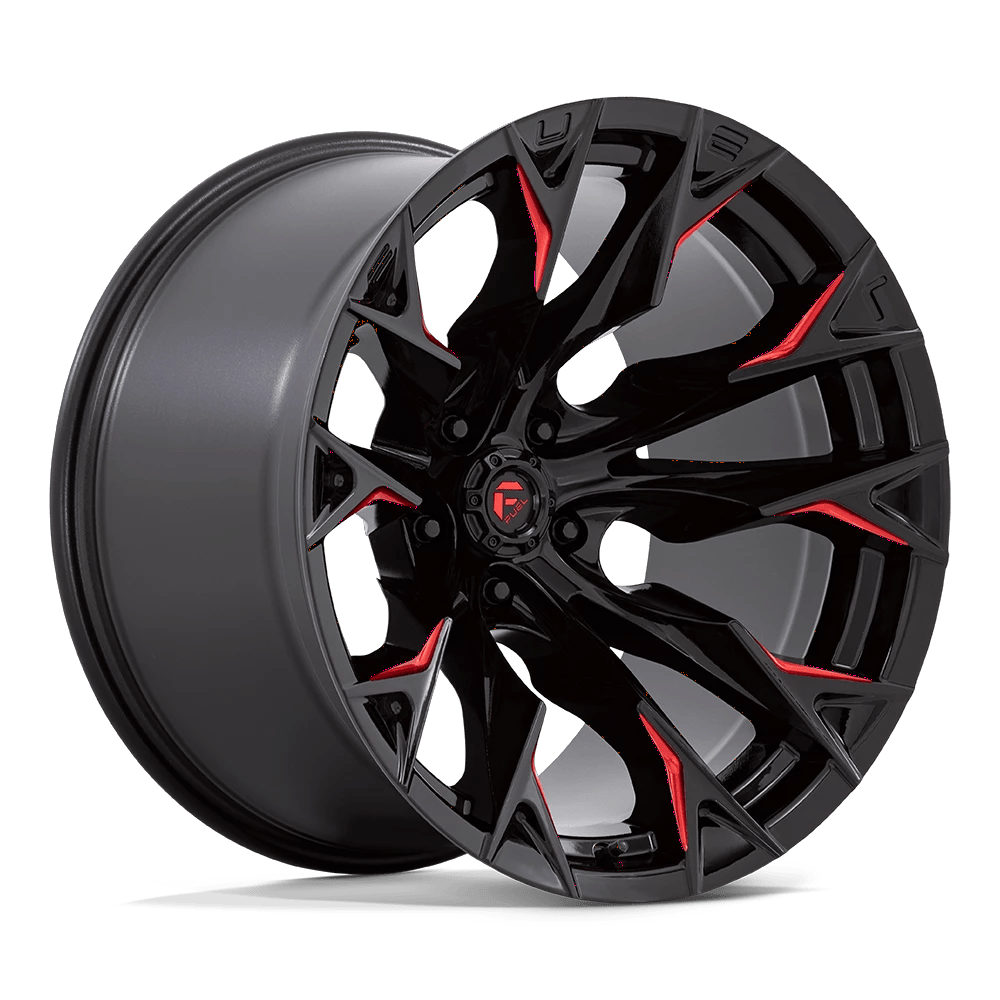 Fuel 1PC D823 FLAME 20x12 ET-44 5x127 Gloss Black Milled w/ Candy Red