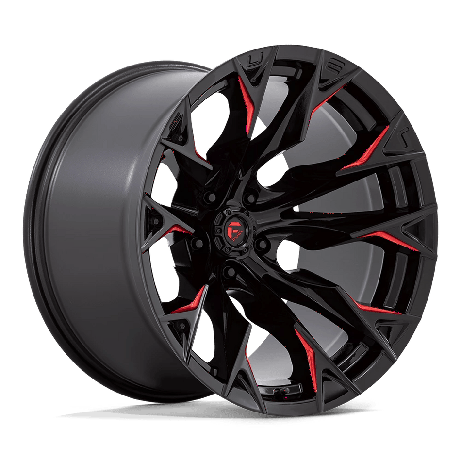 Fuel 1PC D823 FLAME 20x12 ET-44 5x127 Gloss Black Milled w/ Candy Red