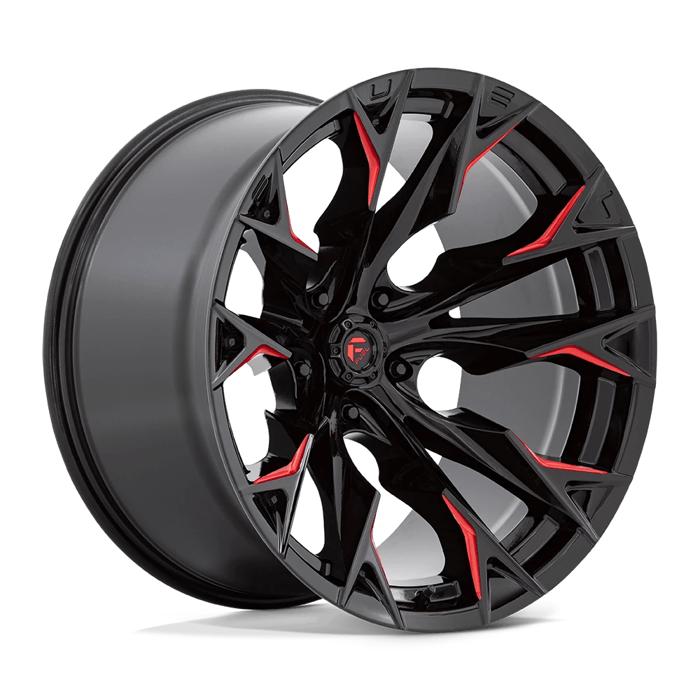 Fuel 1PC D823 FLAME 22x12 ET-44 5x127 Gloss Black Milled w/ Candy Red