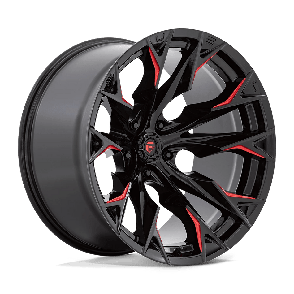 Fuel 1PC D823 FLAME 22x12 ET-44 5x127 Gloss Black Milled w/ Candy Red