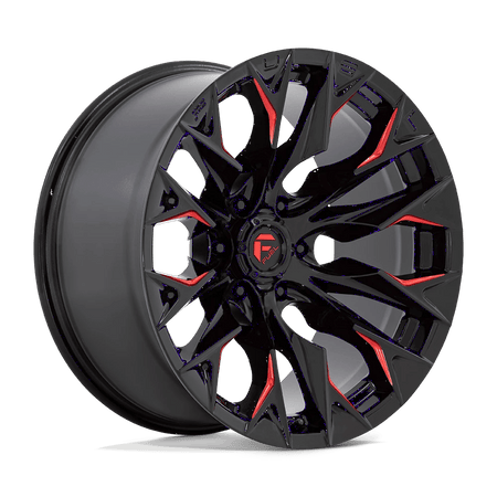 Fuel 1PC D823 FLAME 24x12 ET-44 5x127 Gloss Black Milled w/ Candy Red