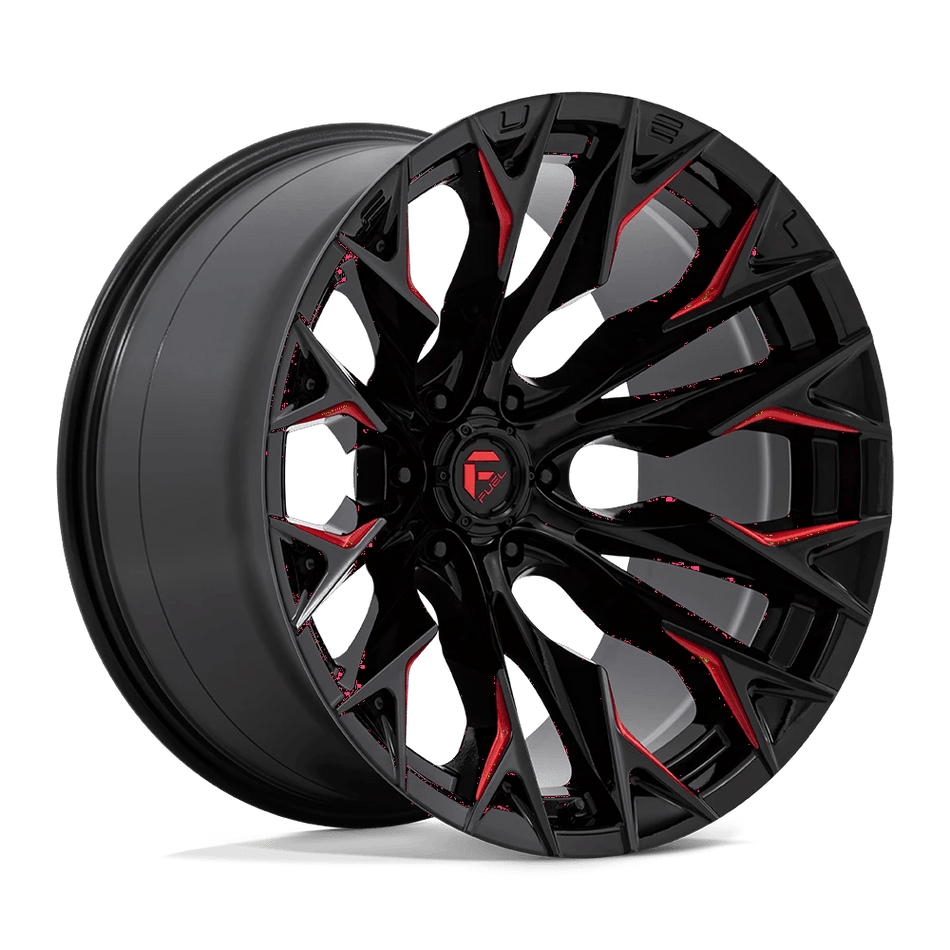 Fuel 1PC D823 FLAME 22x12 ET-44 6x139.7 Gloss Black Milled w/ Candy Red