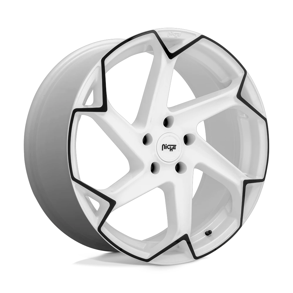 Niche 1PC M257 FLASH 20x10.5 ET35 5x120 Gloss White w/ Black