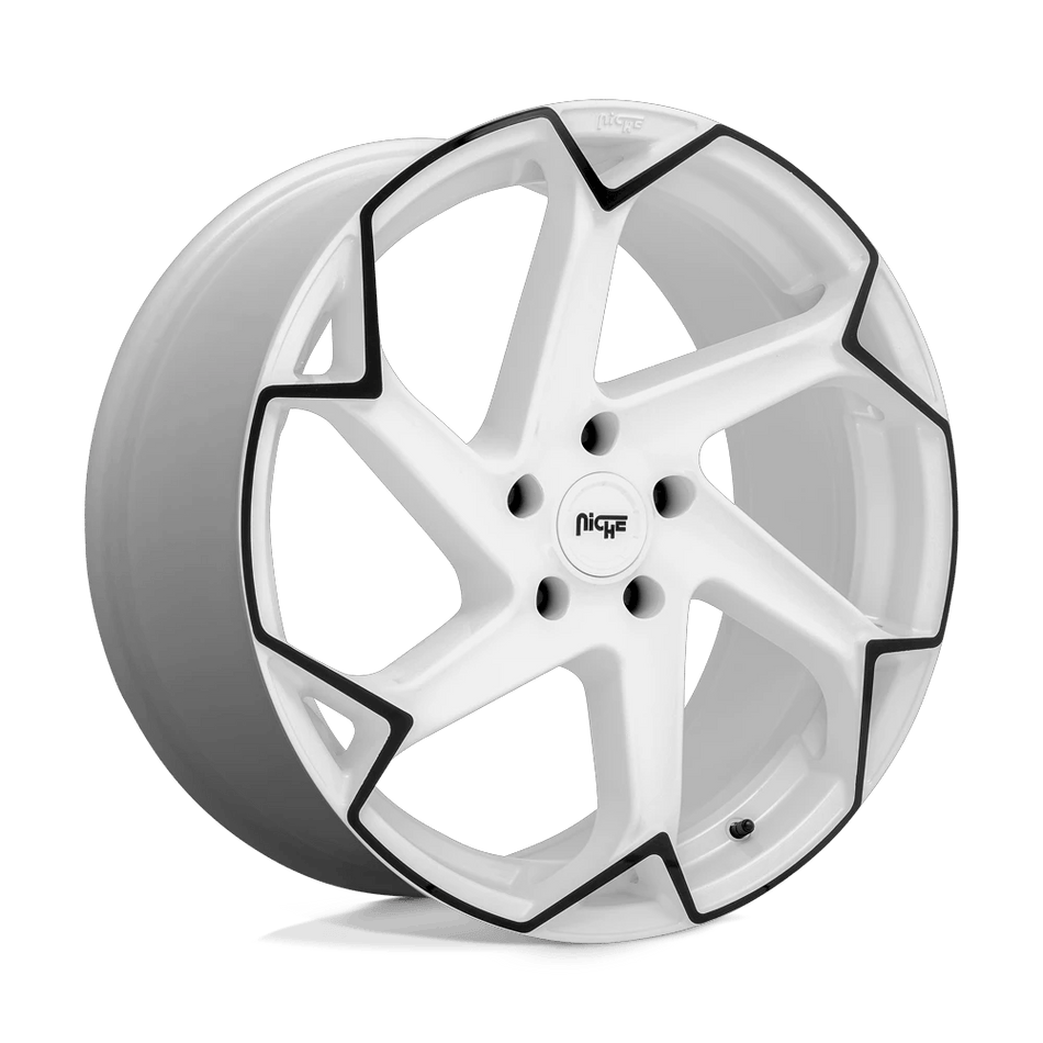 Niche 1PC M257 FLASH 20x10.5 ET40 5x112 Gloss White w/ Black
