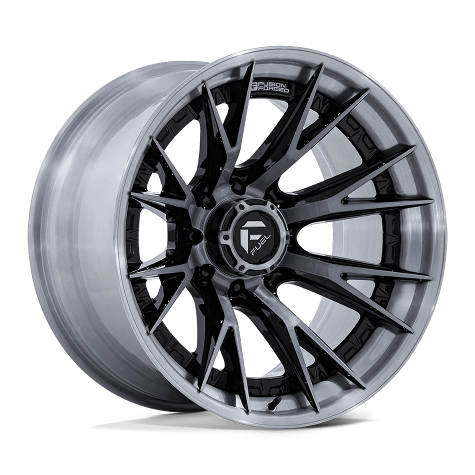 Fuel 1PC FC402 CATALYST 24x12 ET-44 8x165.1 Gloss Black w/ Brushed Gray Tint Face & Lip