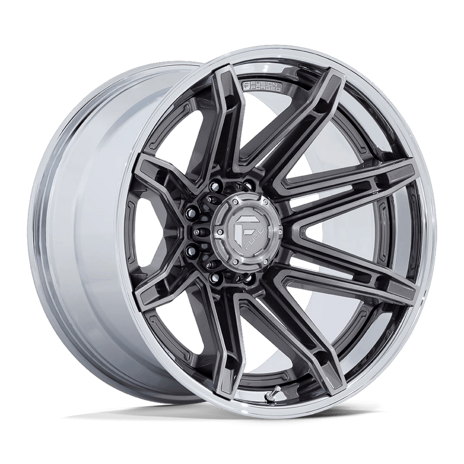 Fuel 1PC FC401 BRAWL 24x12 ET-44 6x139.7 Platinum w/ Chrome Lip