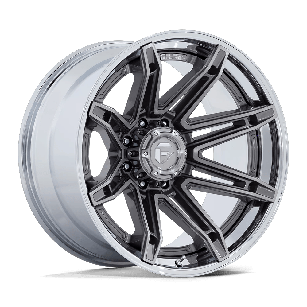 Fuel 1PC FC401 BRAWL 24x12 ET-44 8x165.1 Platinum w/ Chrome Lip