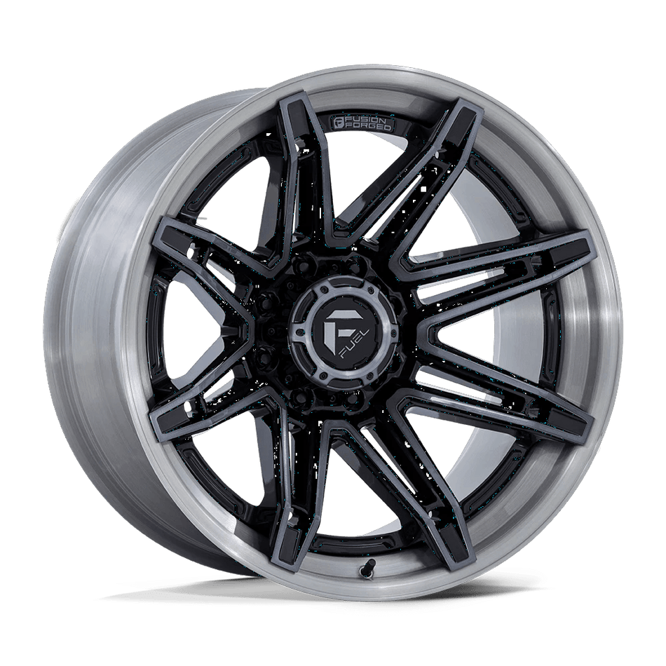 Fuel 1PC FC401 BRAWL 24x12 ET-44 6x139.7 Gloss Black w/ Brushed Gray Tint Face & Lip