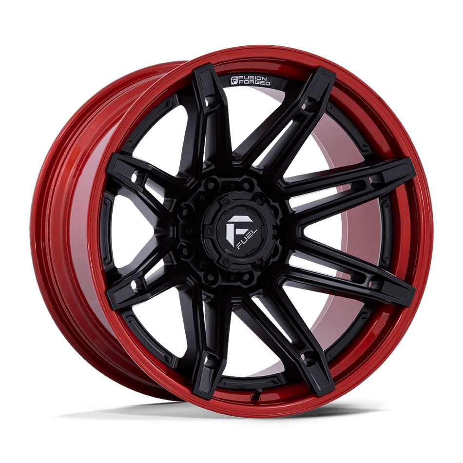 Fuel 1PC FC401 BRAWL 22x10 ET-18 8x180 Matte Black w/ Candy Red Lip