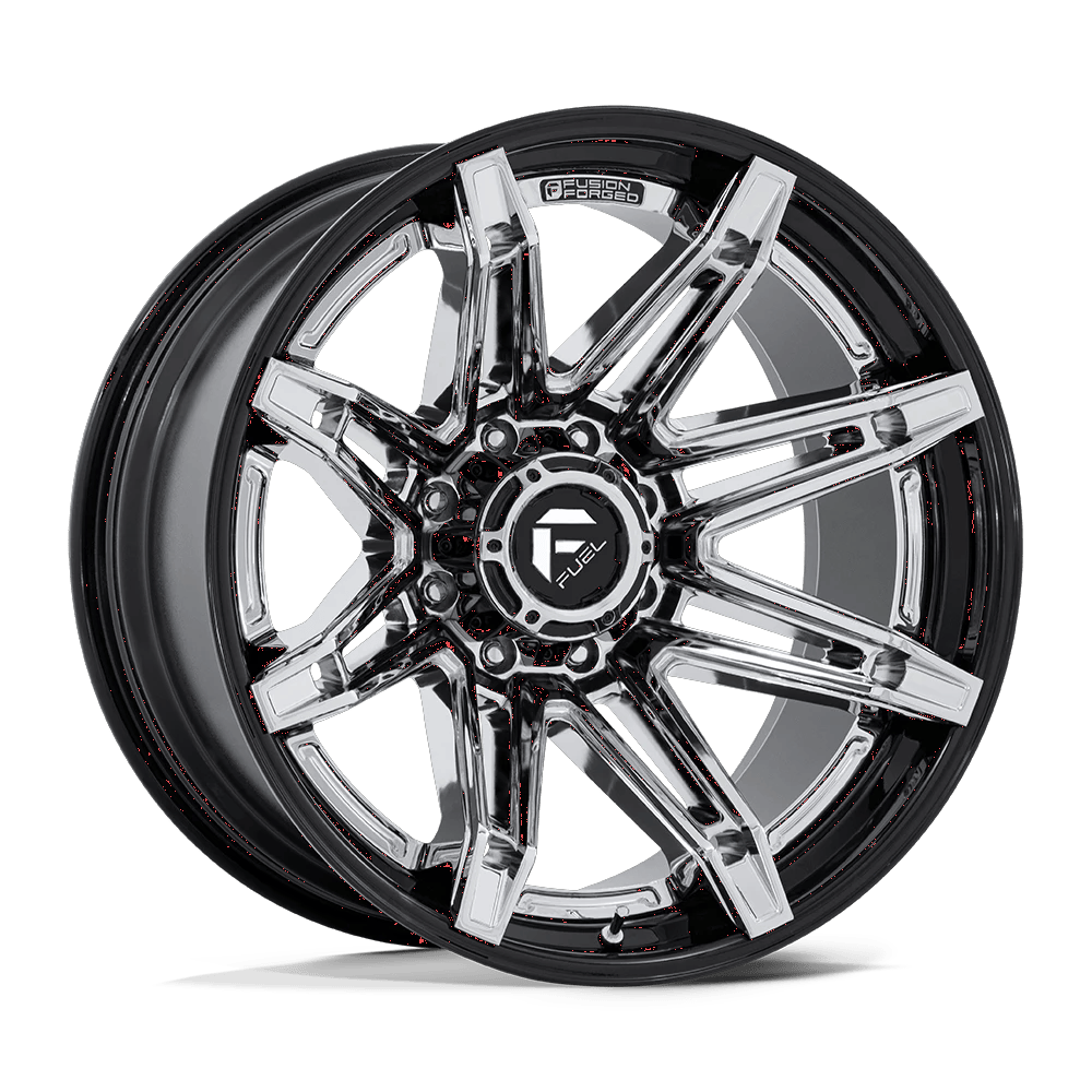 Fuel 1PC FC401 BRAWL 20x10 ET-18 8x165.1 Chrome w/ Gloss Black Lip