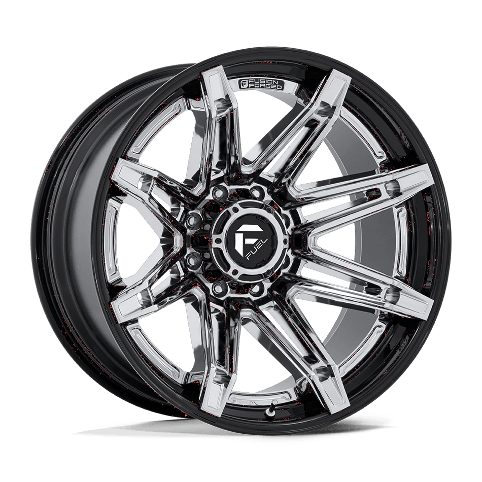 Fuel 1PC FC401 BRAWL 22x10 ET-18 8x180 Chrome w/ Gloss Black Lip