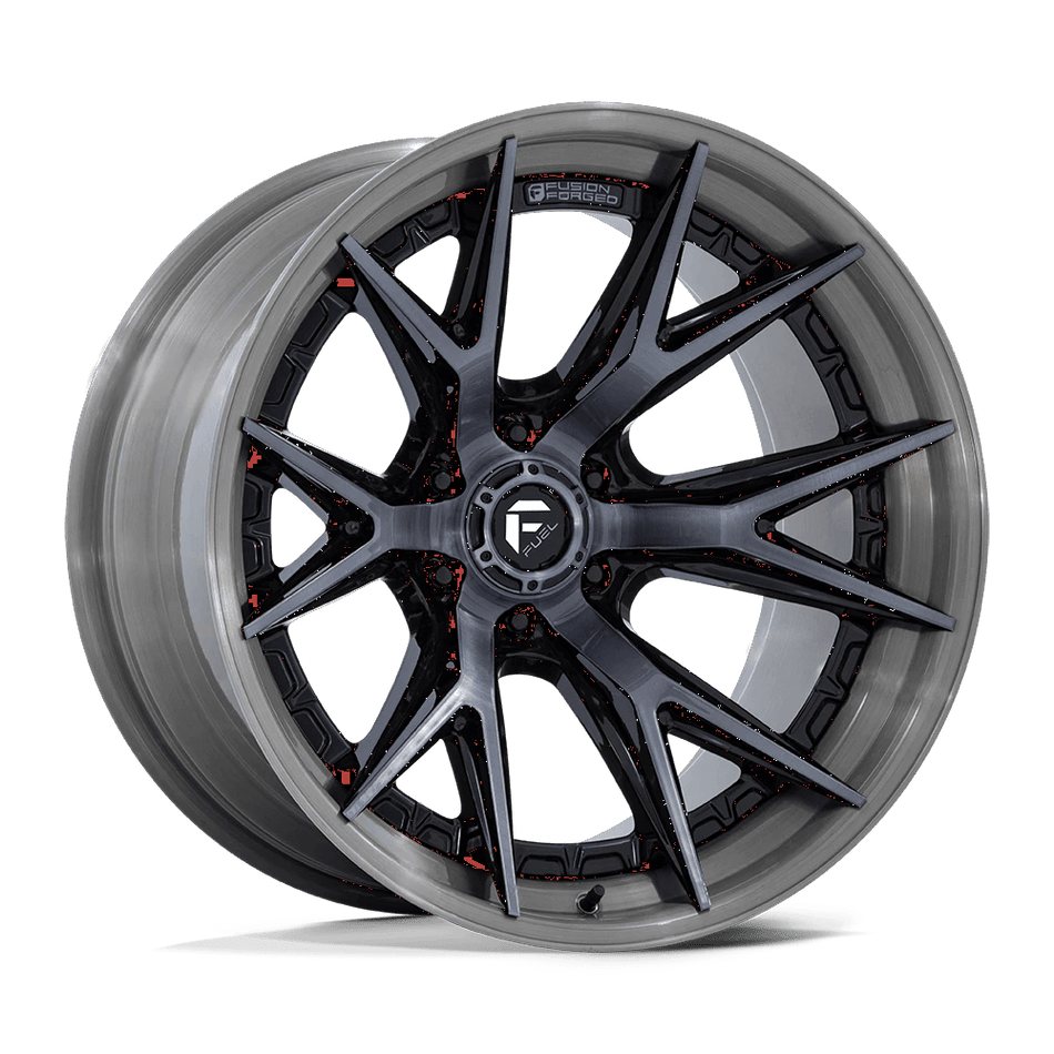 Fuel 1PC FC402 CATALYST 24x12 ET-44 6x139.7 Gloss Black w/ Brushed Gray Tint Face & Lip