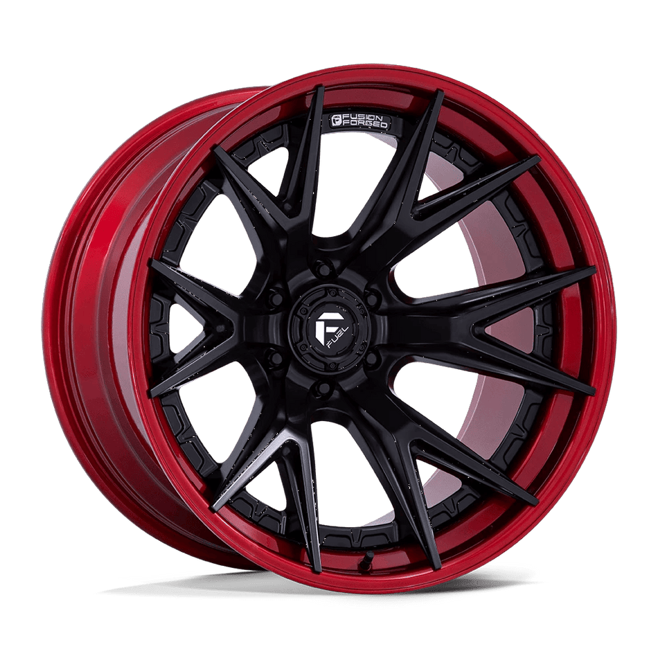 Fuel 1PC FC402 CATALYST 22x12 ET-44 6x139.7 Matte Black w/ Candy Red Lip