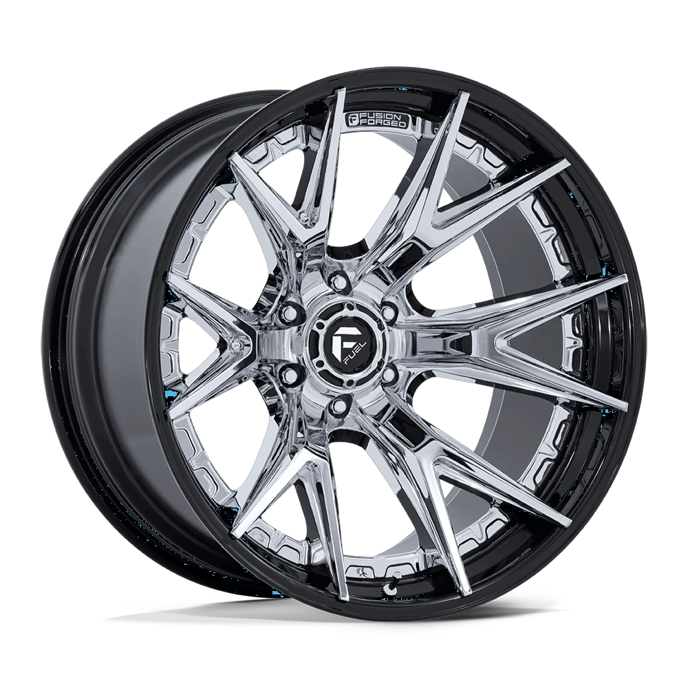 Fuel 1PC FC402 CATALYST 24x12 ET-44 6x139.7 Chrome w/ Gloss Black Lip