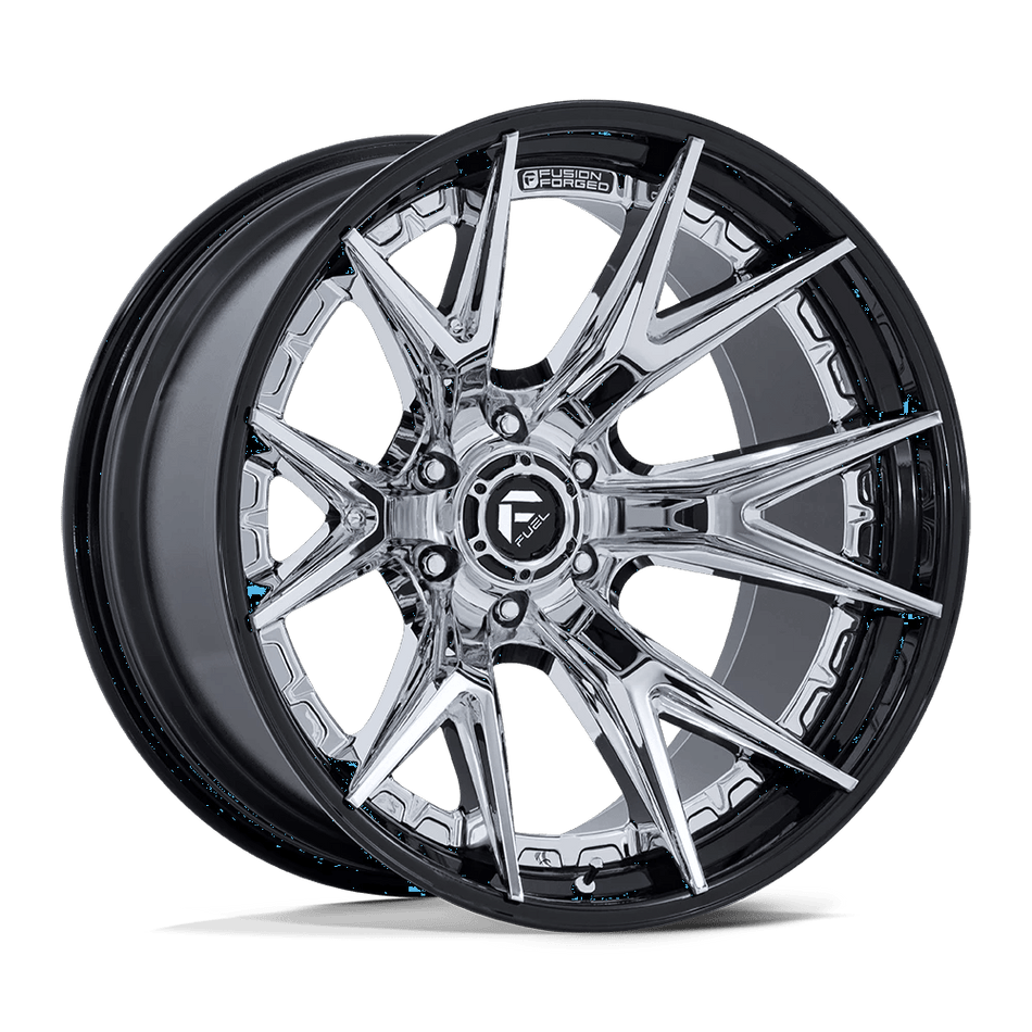 Fuel 1PC FC402 CATALYST 24x12 ET-44 6x135 Chrome w/ Gloss Black Lip