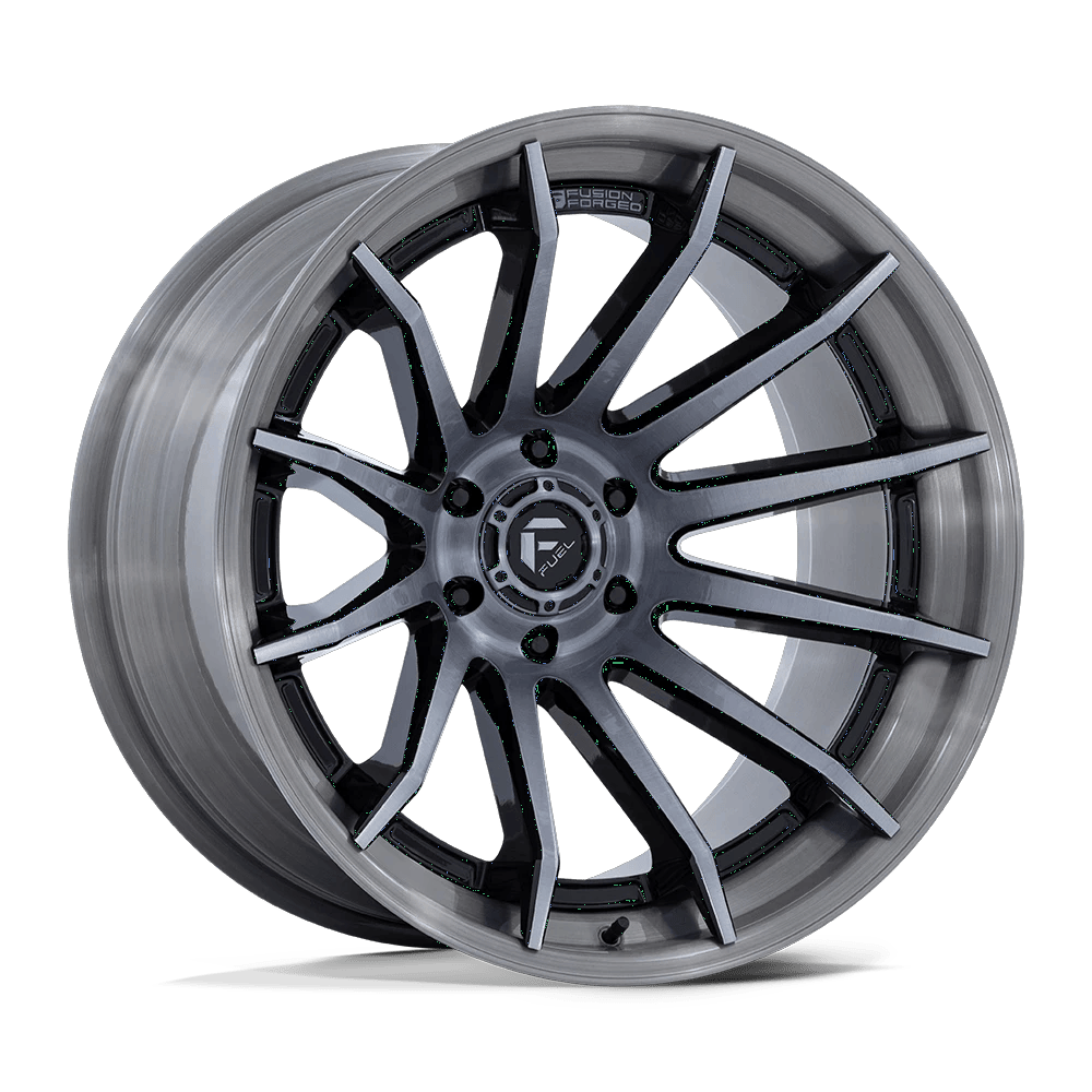 Fuel 1PC FC403 BURN 22x12 ET-44 6x139.7 Gloss Black w/ Brushed Gray Tint Face & Lip