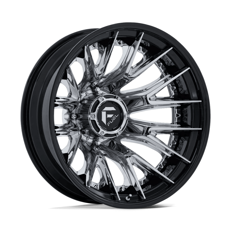 Fuel 1PC D407 CATALYST DUALLY 22x8.25 ET-202 8x200 Chrome w/ Gloss Black Lip
